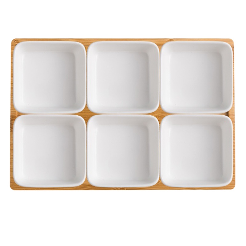 北欧水果盘酒吧小吃盘分格点心零食盘子创意碟子套装ins网红餐具 国泰家和 六格分格碟-白色