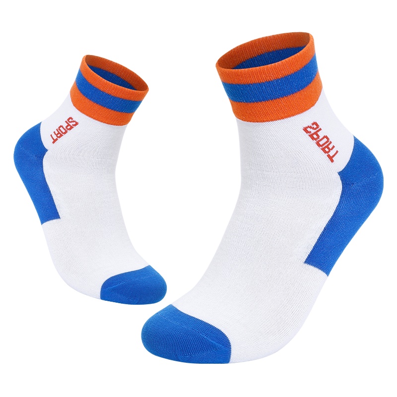 洛恋袜子男孩中筒男袜秋冬季纯棉运动祙防臭加厚毛巾底白色全棉长筒4/5双装