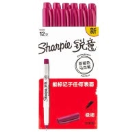 Sharpie 锐意防褪色马克笔双头浆果紫12支纸盒装