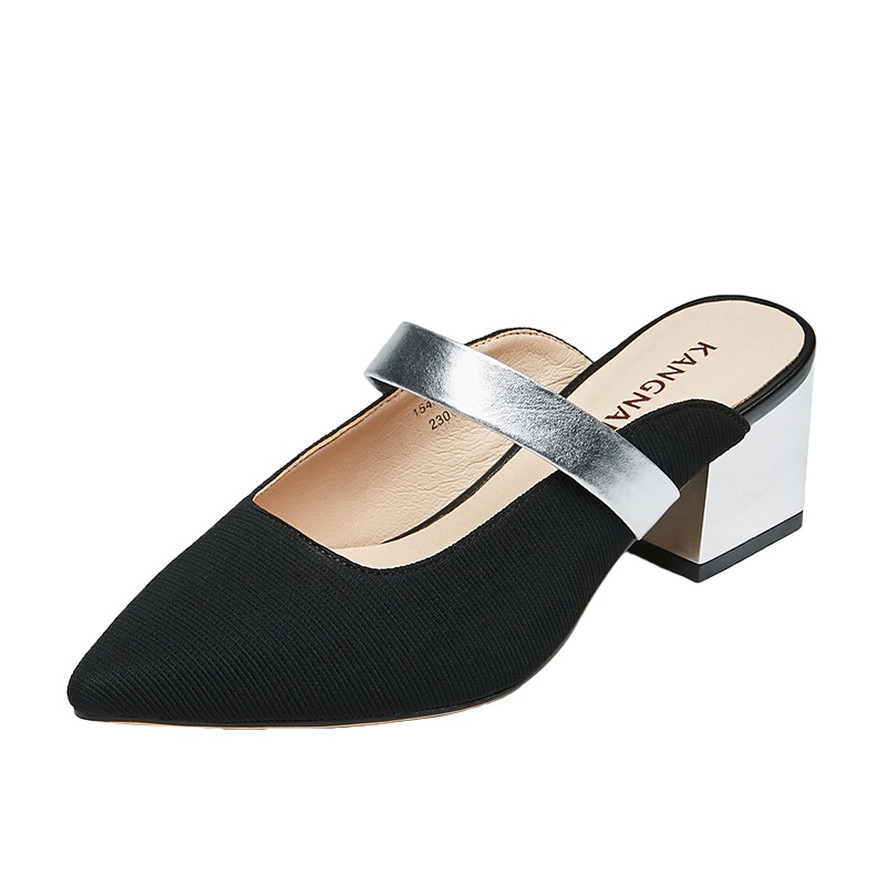 康奈女鞋 夏日新款清凉透气日常百搭时尚凉鞋粗跟拖鞋15484018