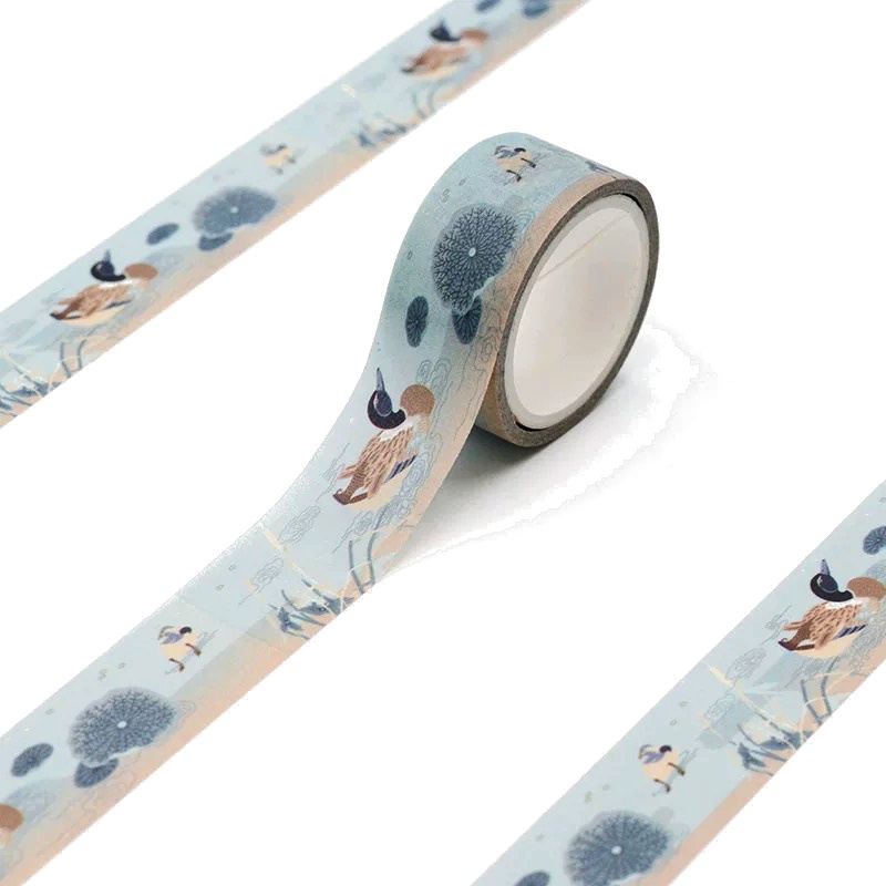 国家宝藏 礼物文创同款宝鸭穿莲手帐 和纸胶带-绿