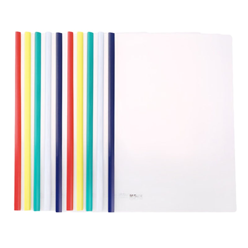 晨光A4彩色抽杆夹 轻便夹10个/包 文件夹 拉杆夹 强力夹 插页档案资料夹 报告夹书夹 文件管理用品 颜色随机