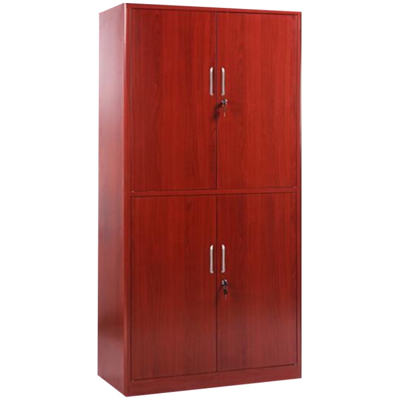 环杰办公柜钢制铁皮柜资料柜仿木纹红色通双节HJ349