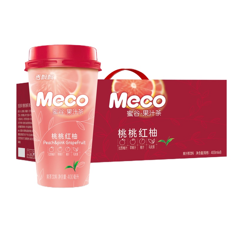 香飘飘奶茶 Meco蜜谷果汁茶 桃桃红柚口味400ml*15瓶