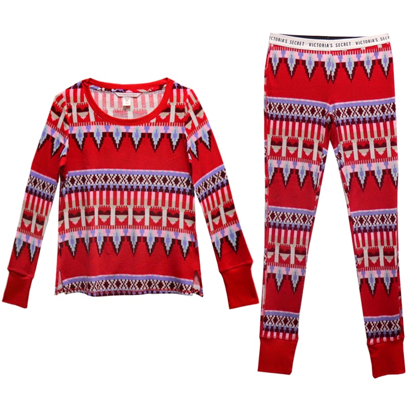 VICTORIA'S SECRET维多利亚的秘密 简约套头长袖长裤家居服两件套睡衣套装分体秋冬款