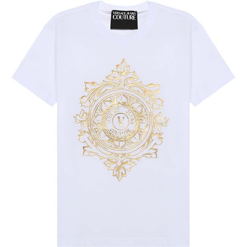 范思哲 VERSACE JEANS COUTURE 男士 棉质圆领短袖T恤71GAHF05 CJ00F