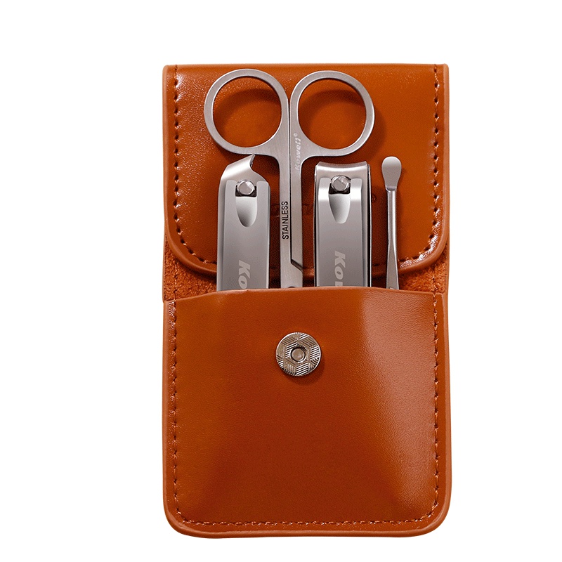 韩国进口指甲刀套装 KB409 啡色 指甲剪平口指甲钳