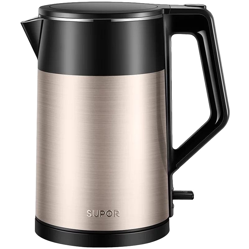 苏泊尔SW-15S29A电热水壶双层保温烧水壶304不锈钢无缝内胆1.5L