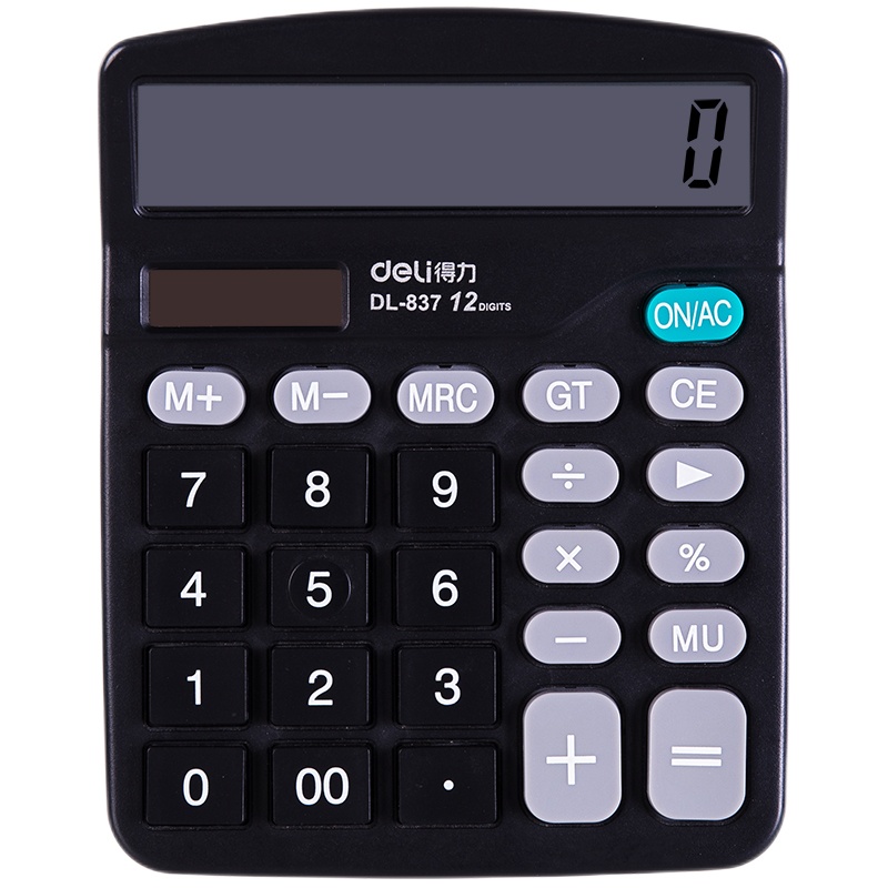 得力(deli) 计算器 桌面计算机 太阳能双电源计算器 办公学生财会用品 经典款 837
