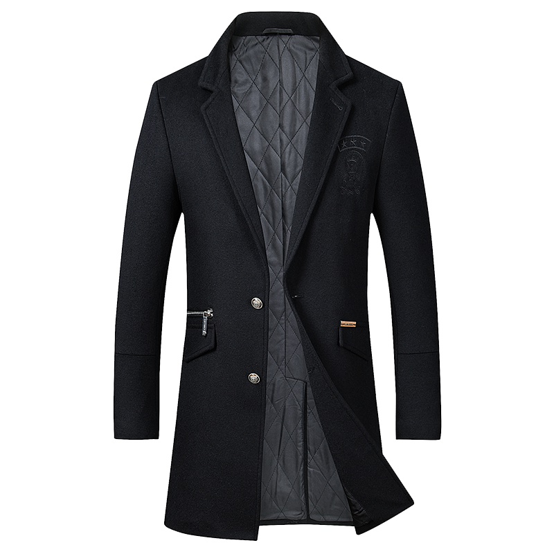 雅鹿男装毛呢大衣男装简约修身男士风衣商务休闲外套 HWDAD4N078