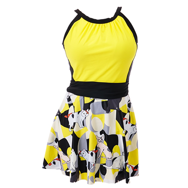 TN夏季新品韩版小胸聚拢学生女士海岛露背保守潜水温泉裙式显瘦遮肚沙滩游泳装性感运动连体衣