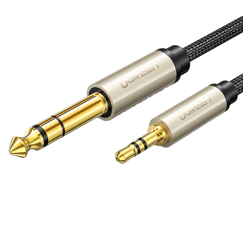 绿联(Ugreen)3.5mm转6.5mm公对公音频线 手机笔记本电脑音响箱连接线棉网编织 10米40808