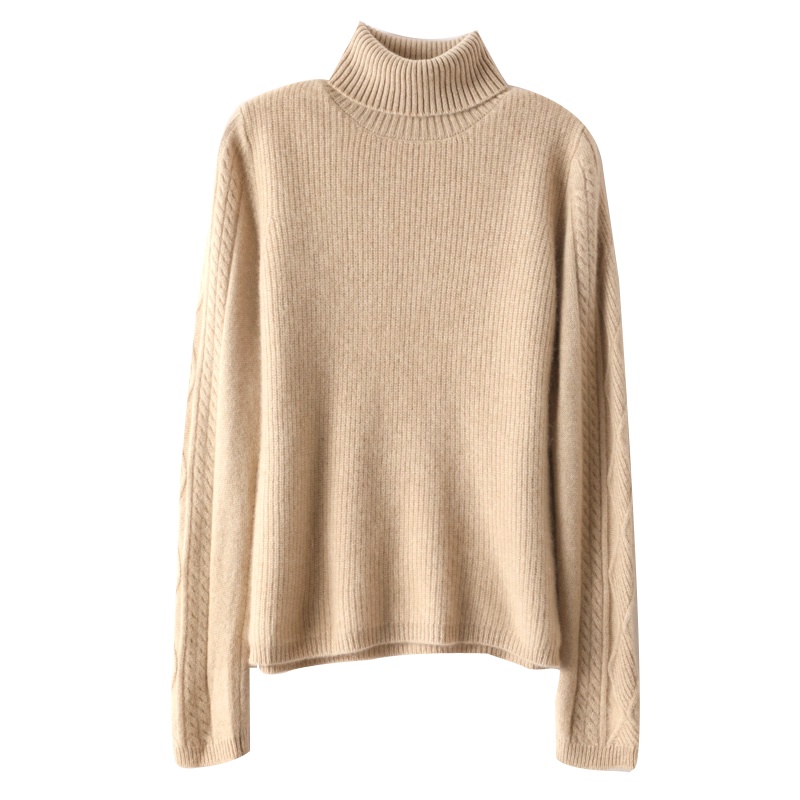 2021年秋冬新款高领羊绒衫女套头宽松慵懒风100%羊毛百搭针织毛衣