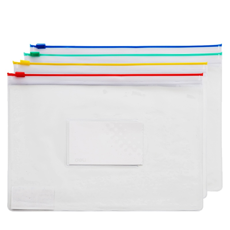 得力(deli)5524 A5 透明防水拉链袋 文件袋资料档案袋 12个装