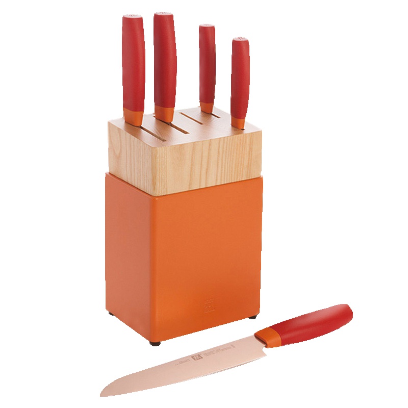 双立人(ZWILLING)Now玫瑰金系列刀具6件套中片刀多用刀菜刀全套刀具套装 石榴色