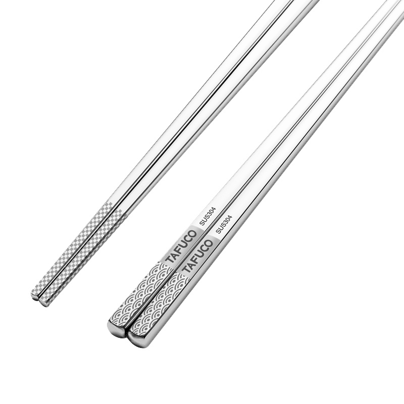 日本泰福高(TAFUCO)波浪纹304不锈钢筷子套装 筷子家用防滑 防烫 不易发霉 礼盒套装筷-10双装波纹筷