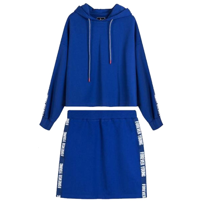 拉夏贝尔Puella秋装气质连帽卫衣短裙包臀裙学生少女运动休闲女式套装20010969