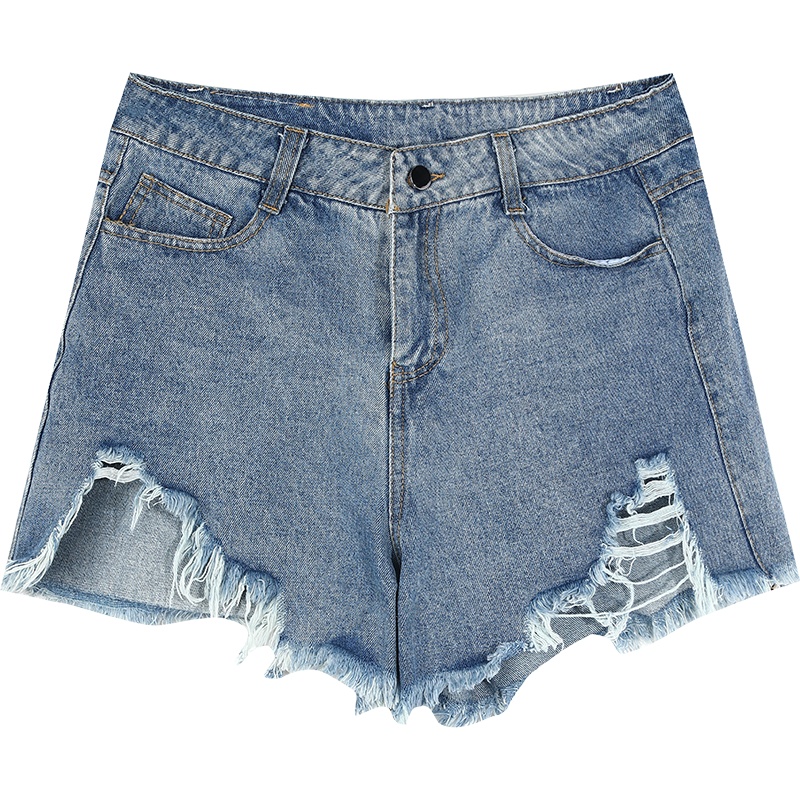 【新款】妖精的口袋破洞毛边牛仔短裤女2020夏季新款薄款a字裤子