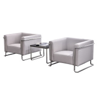 欧宝美 办公家具新款商务办公室接待会客办公沙发茶几组合现代简约西皮单人位