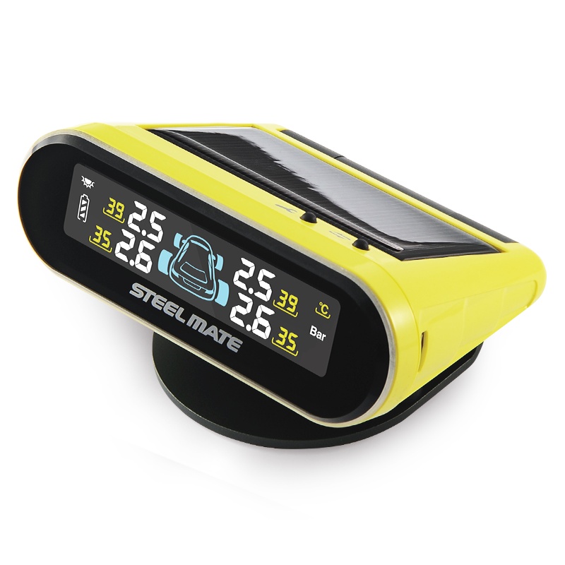 铁将军内置彩屏胎压监测太阳能无线汽车TPMS彩显胎压检测马卡龙多色Mini-Ones 粉黄色内置款