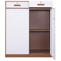 迪欧 DIOUS 矮柜 资料柜 储物柜 文件柜 凭证柜 财务柜 钢制铁皮柜 啡白色 带锁 二斗下节柜