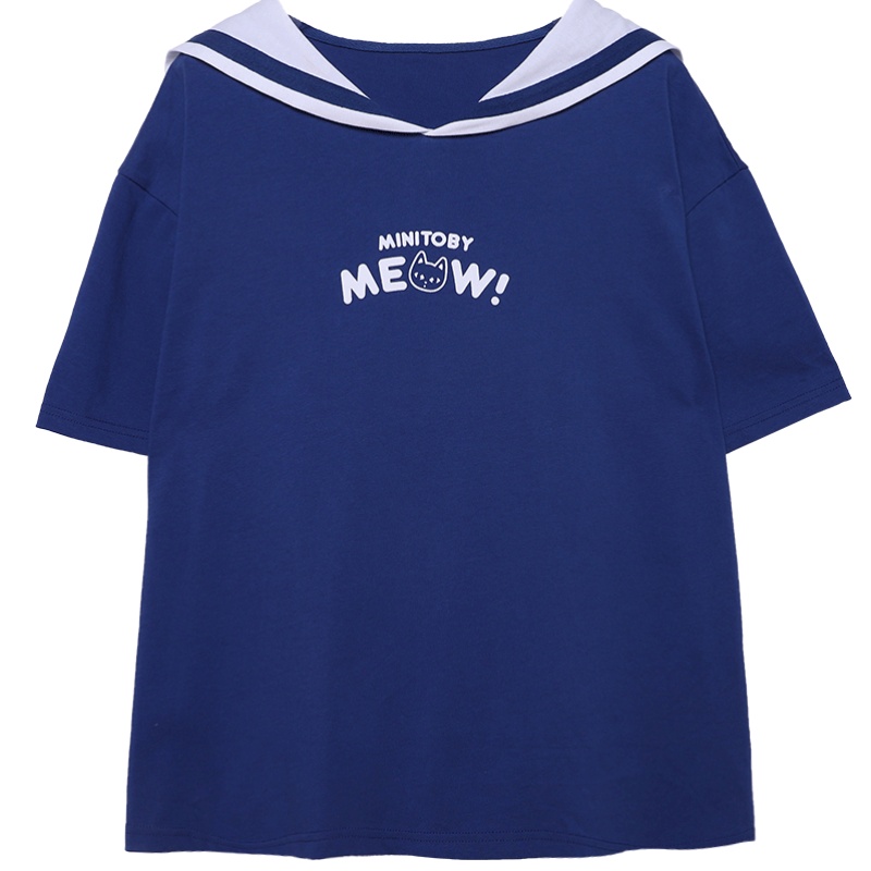 a02新款2020减龄学院风字母印花海军领短袖T恤女DTV2D1051KT