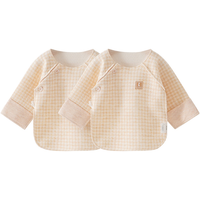 童泰(TONGTAI)2020新款秋冬0-3月新生婴儿衣服男女宝宝加厚保暖半背衣两件装儿童内衣小童宝宝上衣