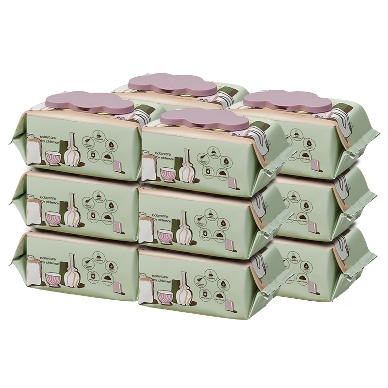 babycare婴儿湿巾宝宝手口多用婴儿湿纸巾新生儿湿巾莫兰迪联名限定 80抽*12包
