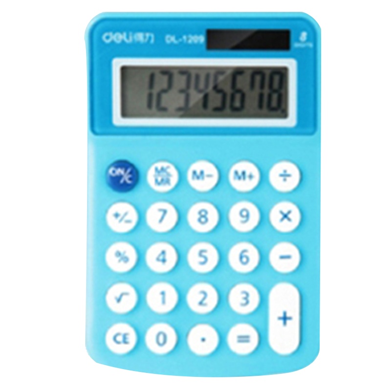 得力可爱小号计算器语音迷你便携糖果色小型计算机随身小学生用个性创意时尚卡通太阳能会计专用女生韩版1209A-LAN