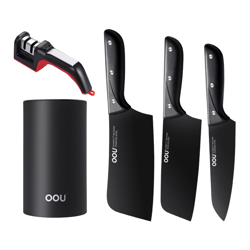 OOU!黑尚随意插5件套 刀具套装全套厨房刀具 国产家用不锈钢 切菜刀剁骨刀厨师刀 不锈钢 五件套 刀刃锋利