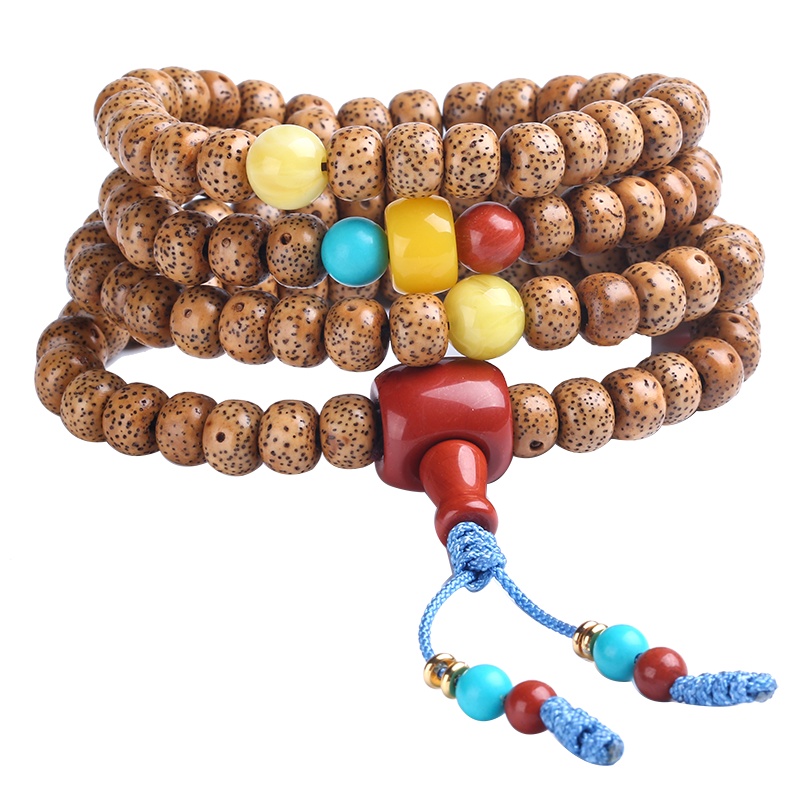 月印百川 陈籽108颗星月菩提佛珠手串配合成蜜蜡桶珠念珠手链项链