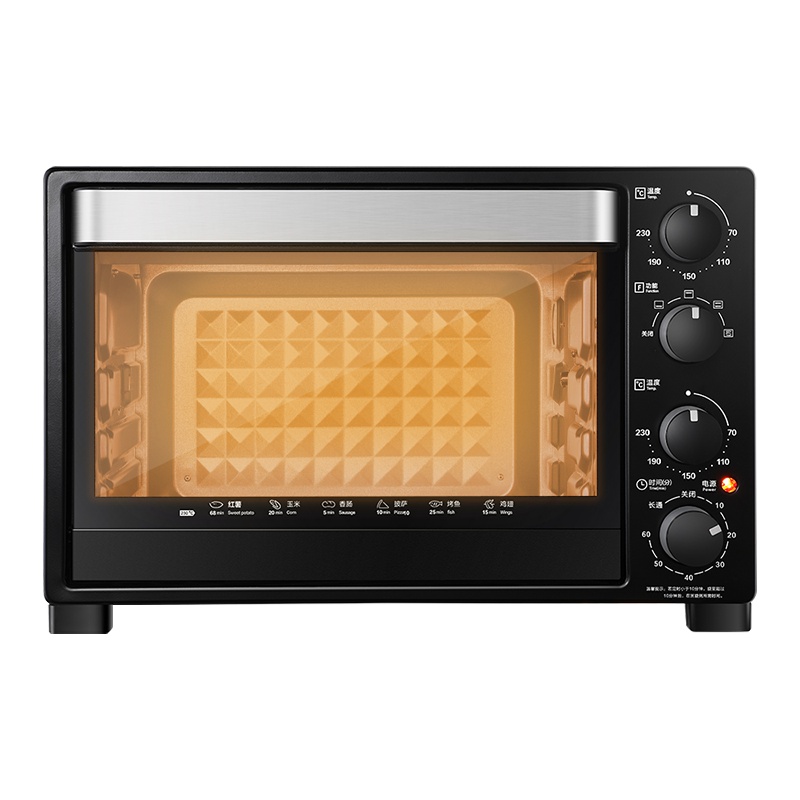 美的(Midea)电烤箱 32L四层烤位 360°旋转烧烤 上下独立控温 内置接渣盘 多角度反射内腔 T3-L321E