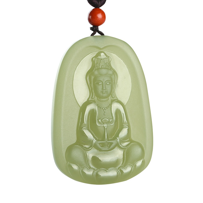印象眸 和田玉观音吊坠 浅青玉观世音菩萨男款玉石挂件 附送证书
