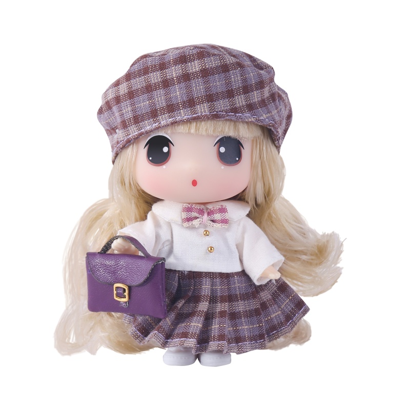 女孩男孩玩具9CM冬己校园系列-紫格子款FDE0907