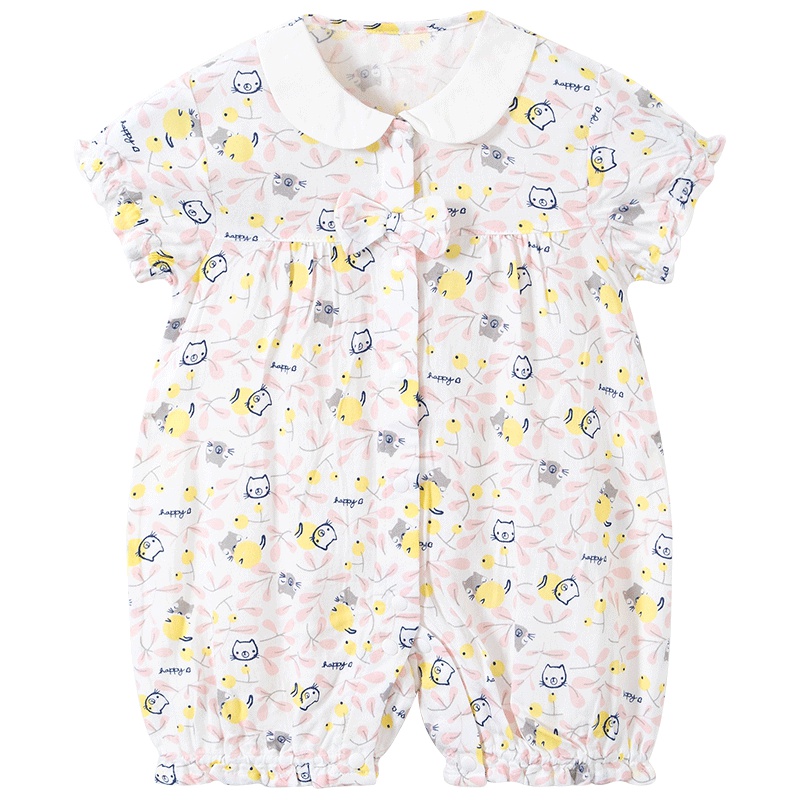哈贝比婴儿衣服女宝宝连体衣哈衣夏季短袖爬服初生儿可爱外出服