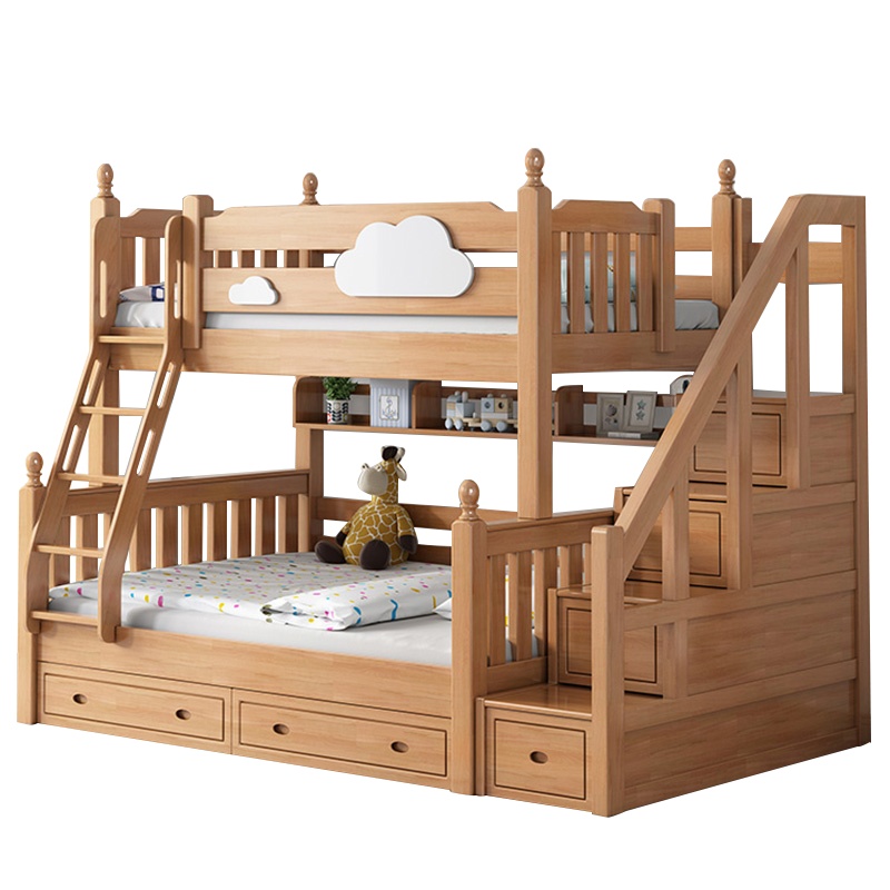 爱家生活全实木儿童床上下双层床橡木上下铺家用二层多功能子母床