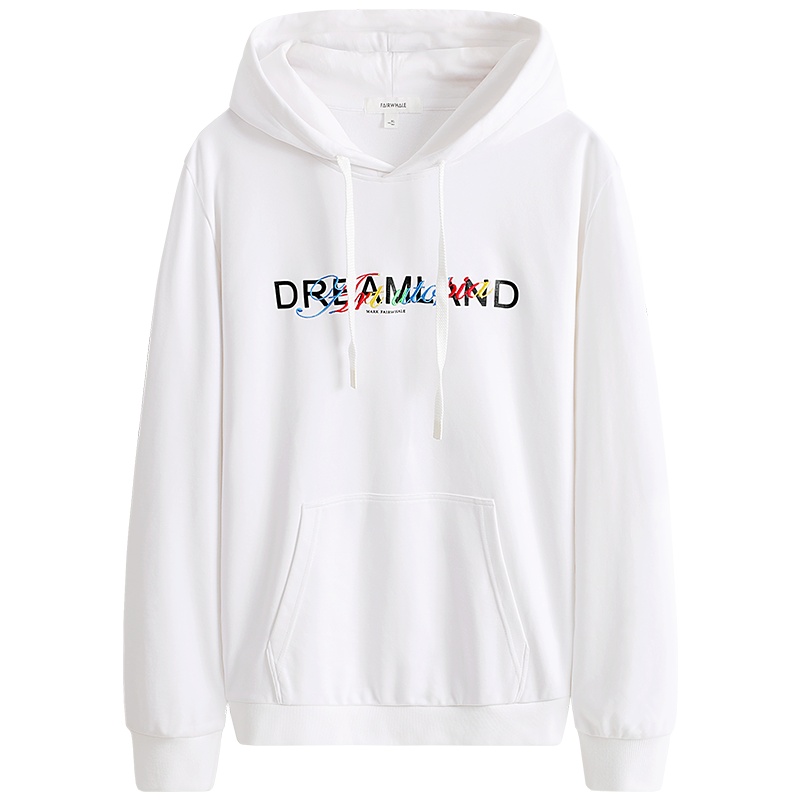 马克华菲卫衣男连帽2020春季男士带帽白色潮长袖刺绣立体印花上衣