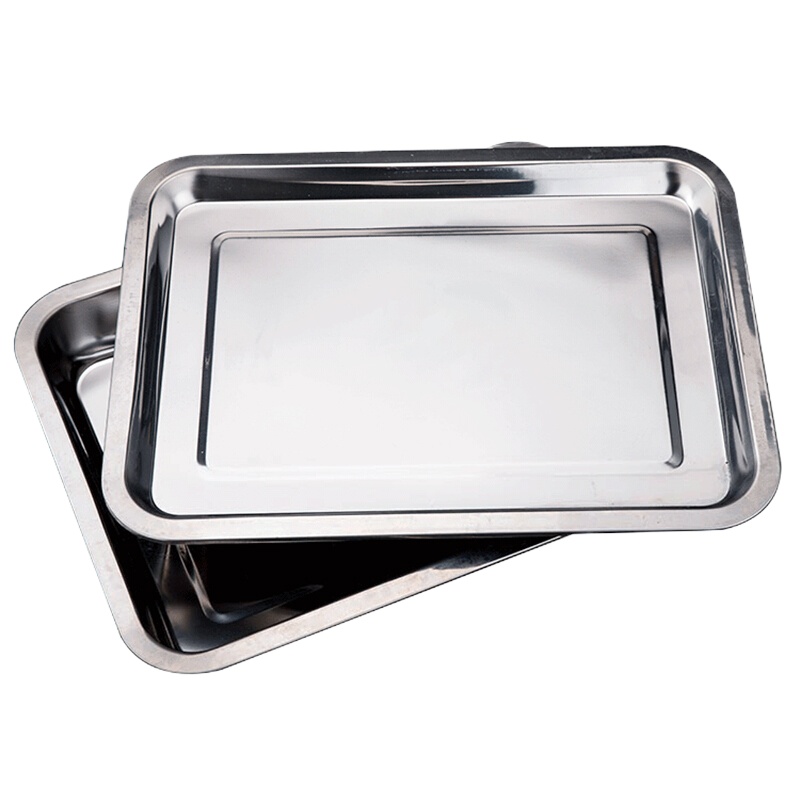 XHS不锈钢烧烤盘 长方形食物托盘 蔬菜水果盘360X270X48mm 长方形不锈钢托盘