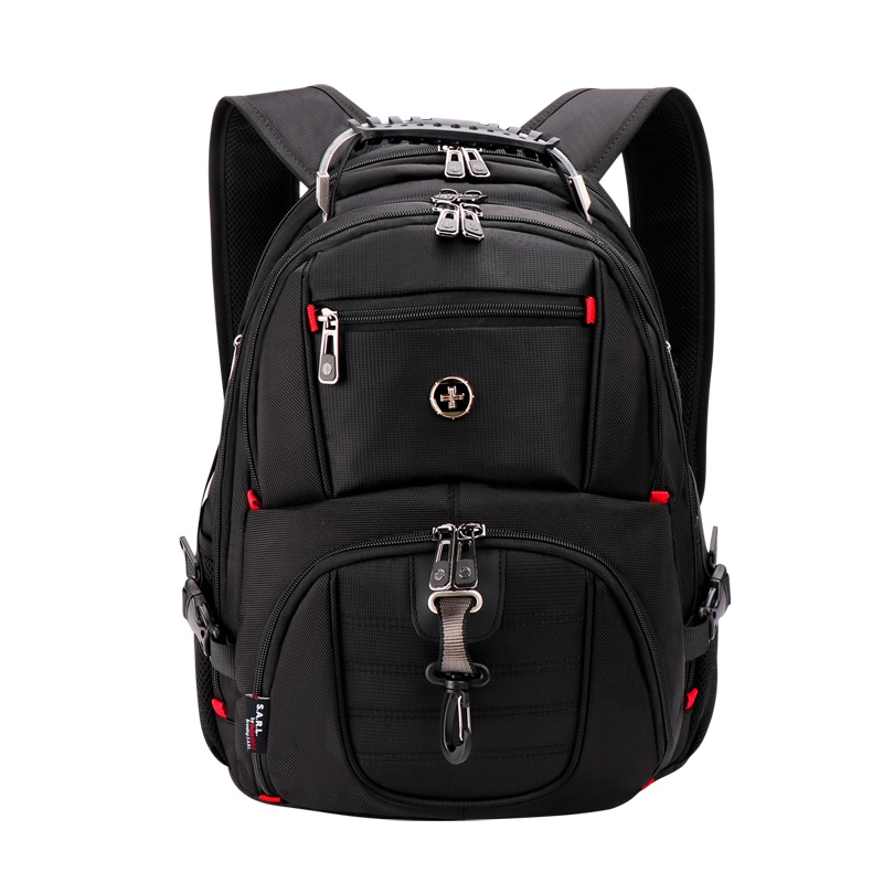 S.A.R.L瑞士电脑包 时尚双肩包大容量双肩电脑包 可放15.6英寸 手提电脑包旅行包 8112黑色加大版