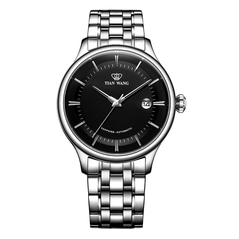 天王表(TIANWANG)手表 男士钢带蝴蝶扣机械手表昆仑系列商务休闲男表GS51134