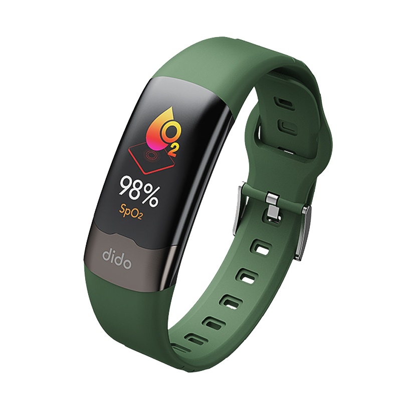 dido智能手环血压血氧高精准监测心电图心率脉搏心脏睡眠老人游泳运动测高压器健康手表适用华为苹果手机通用 Y2墨绿标配