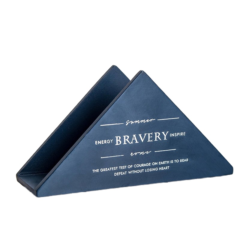 北欧ins多功能纸巾架西餐厅咖啡厅酒店酒吧餐桌立式三角形纸巾座 三角印字树脂纸巾架-蓝色