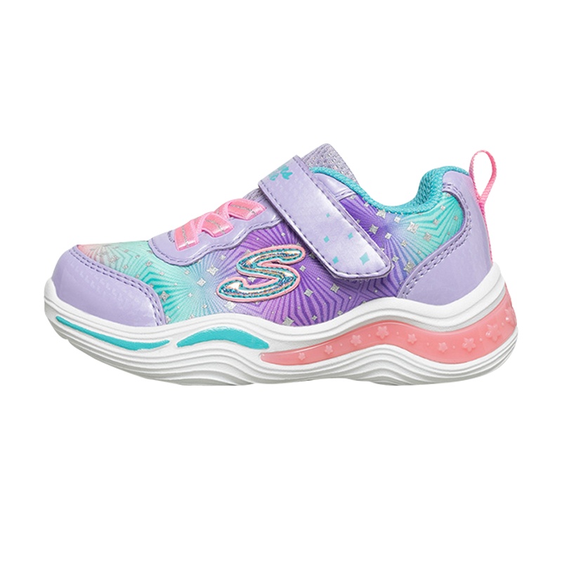 Skechers斯凯奇新款魔术贴渐变撞色闪灯小童鞋20335N