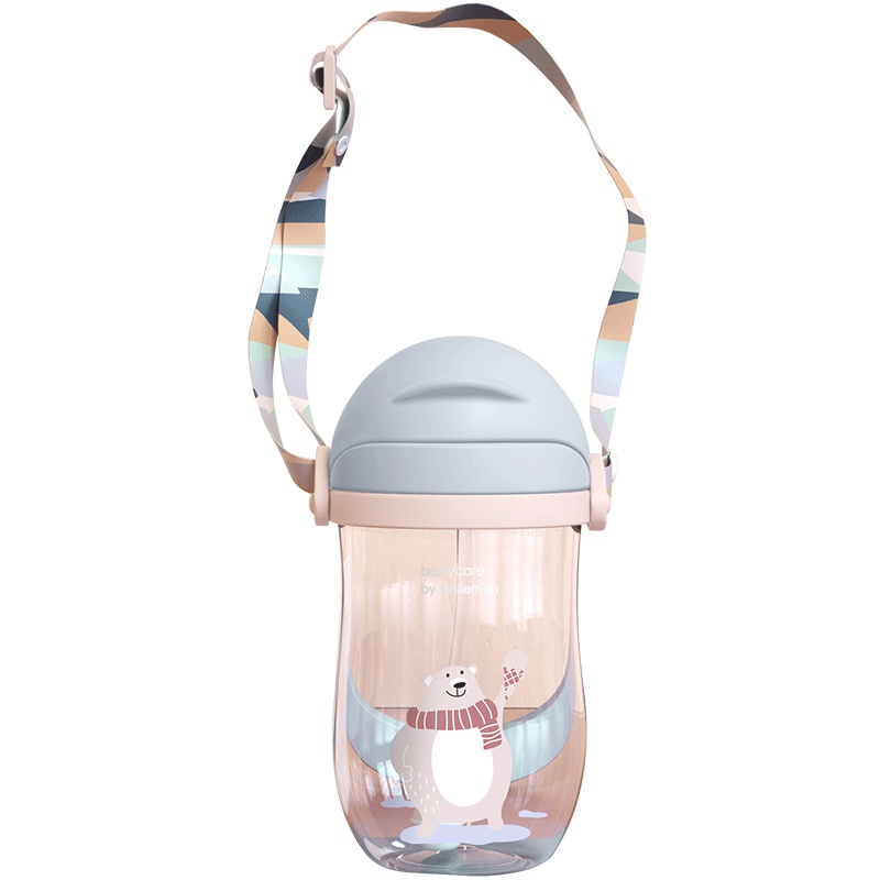 baby care婴儿学饮杯 幼儿园宝宝防摔防呛带手柄重力球儿童吸管水杯星际灰 360ml 2718