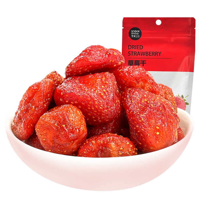 零食工坊(snack show)草莓干100g*3袋 休闲零食果脯蜜饯水果冻干食品袋装