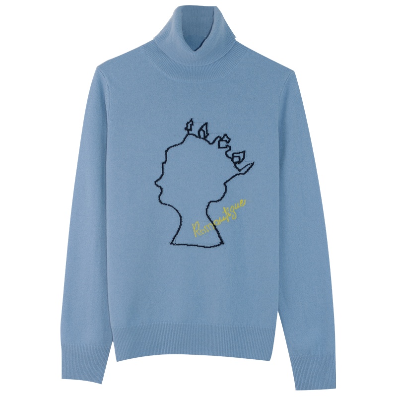 金菊秋冬新款毛衣两翻领休闲羊毛衫女