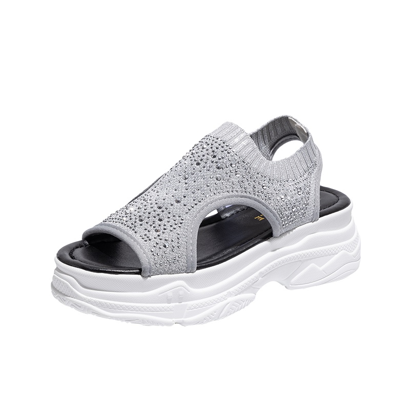 马克华菲运动凉鞋女2019新款ins潮松糕底夏季厚底网红露趾休闲鞋