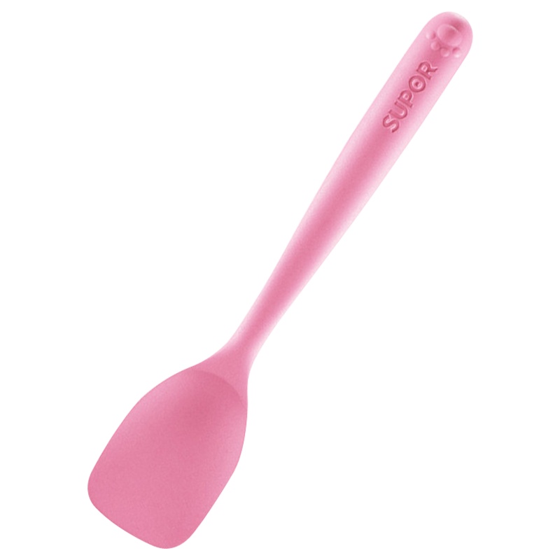 苏泊尔(SUPOR)婴儿辅食硅胶铲儿童餐具耐高温不粘锅炒菜铲子护锅辅食铲勺 粉色 KT02AG11