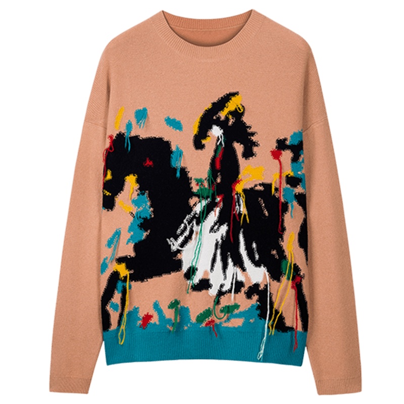 ERDOS 秋冬 圆领优雅提花落肩袖女士纯羊绒针织衫