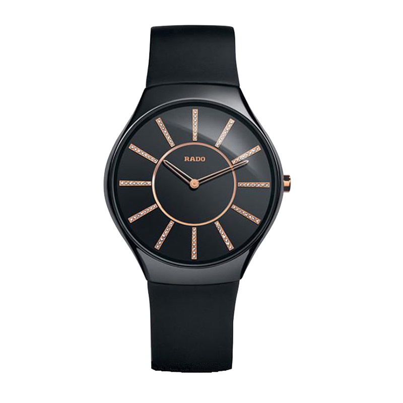 瑞士雷达Rado手表真系列石英男表R27741709陶瓷表带镶钻